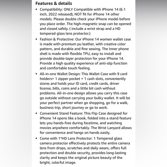 Wallet Case for iPhone 14 Pro Max 6.7 inch - Picture 7 of 9